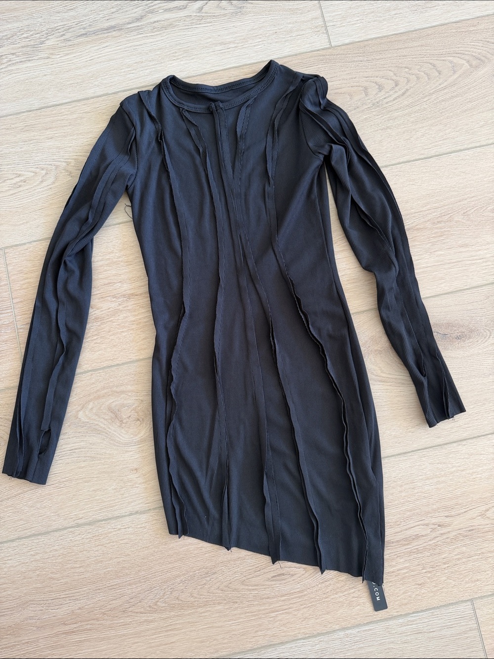 SOLADO Long Sleeve Black Ribbed Knit Dress